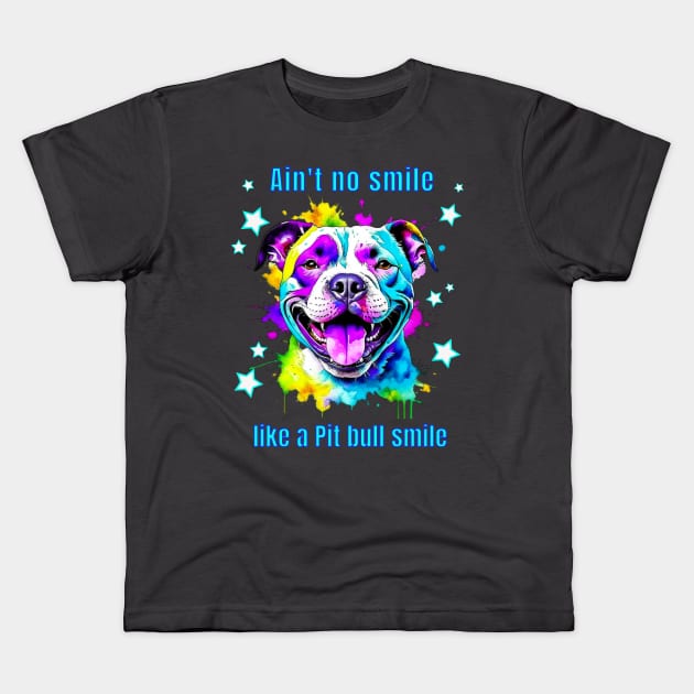 Ain't no Smile Like a Pit bull Smile Kids T-Shirt by TempoTees